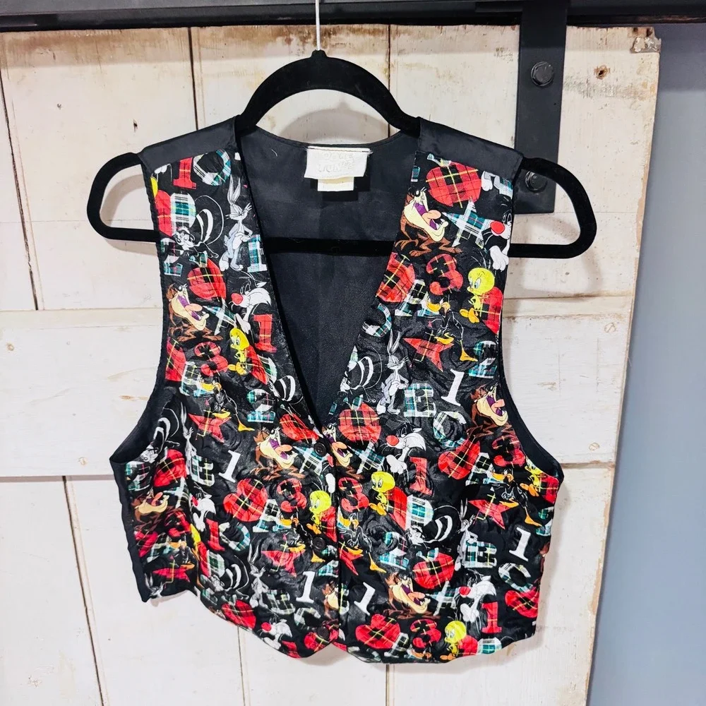 1994 Looney Tunes Unisex One Size Vest Taz‎ Bugs Bunny Tweety ABC's Numbers